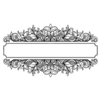 Intricate ornamental frame with swirling floral motifs and an empty horizontal banner perfect for text or elements vector