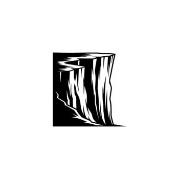 estilizado silueta de un dentado acantilado cara con agudo rock formaciones y un escarpado soltar aislado vector