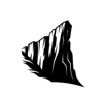 Minimalist illustration of a sharp jagged mountain peak with dramatic vertical lines conveying rugged texture and isolation vector