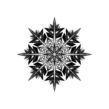 Intricate geometric snowflake illustration with sharp crystalline points and symmetrical radial patterns vector