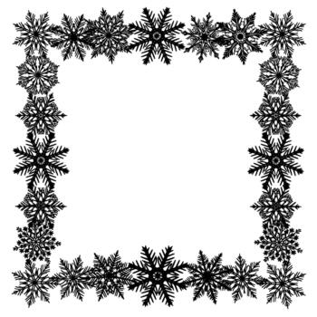 Ornate snowflake border featuring various intricately detailed snowflake shapes arranged symmetrically to frame empty space for text or imagery vector