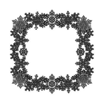 Intricate snowflake border creating a square frame with detailed icy crystal patterns vector