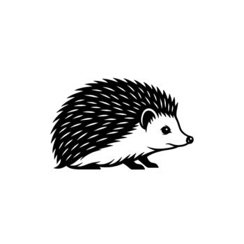 A minimalist illustration of a stylized hedgehog in profile view showcasing sharp quills and a friendly expression vector