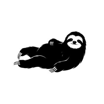 A minimalist illustration of a smiling three toed sloth with long sharp claws reclined comfortably vector