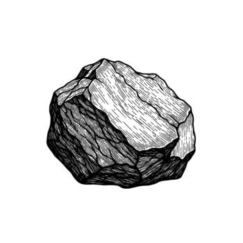 detallado línea Arte ilustración de un soltero angular rock con texturizado eclosión líneas representando sus áspero superficie aislado vector