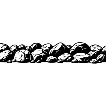 A seamless border of stylized river stones with contrasting highlights and shadows creating a textured effect vector