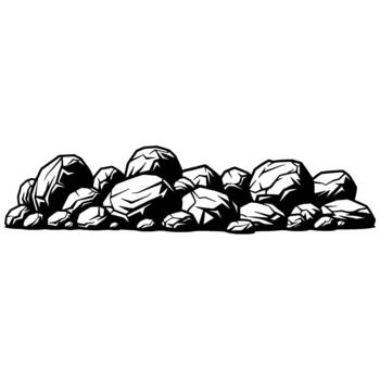 A stylized illustration of a heap of irregularly shaped stones with sharp angular surfaces and bold linework vector