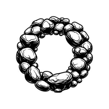 of a circular arrangement of rough textured rocks forming a border element vector