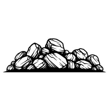 estilizado ilustración de un pila de áspero texturizado rocas con distinto contornos y eclosión para sombreado aislado vector