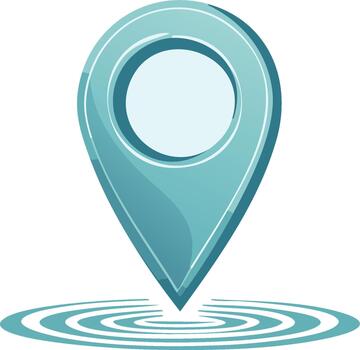 Teal Location Pin with Ripples, Point Marker Illustration, Geotag Symbol for Maps, and Navigation Apps vector