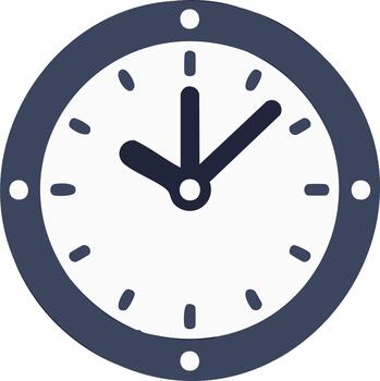 Clock icon showing ten o clock time for business hours, scheduling, and project deadlines in simple flat design vector
