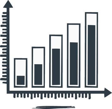 Rising Bar Chart Showing Increasing Progress Concept Growth Statistics Graph Trend Report vector