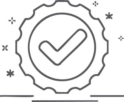 Acceptance Outline Icon Gear with Checkmark Symbol Design for Web or Mobile vector