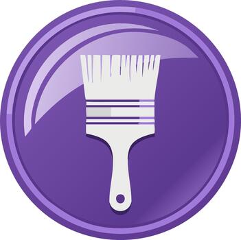 artístico púrpura botón con Cepillo de pintura icono para web diseño y creativo proyectos vector