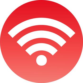 Red Circle with Wi-Fi Symbol. Wireless Connectivity Concept for Communication and Internet Access. Network Signal vector