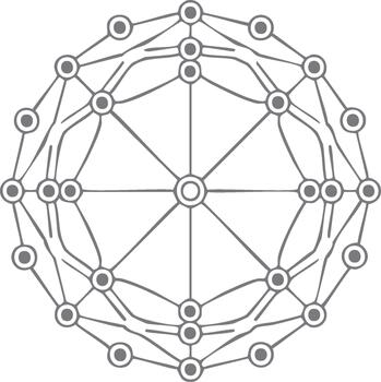 Abstract geometric shape design with interconnected circles and lines for science or math concepts vector