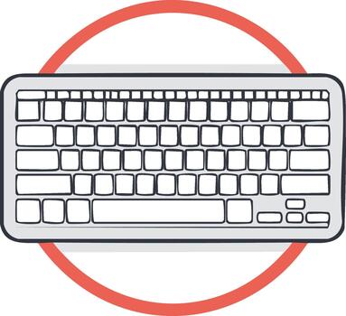 aislado computadora teclado en moderno limpiar estilo con rojo circulo antecedentes para tecnológico visuales vector