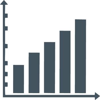 Rising Column Bar Graph Visualizing Growth Progress, Statistical Data and Analysis vector