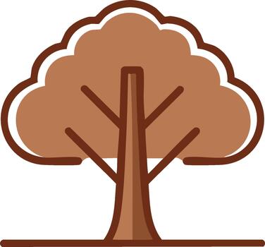 Brown tree icon in flat design with tree trunk on grass for graphic and web design element of park concept vector