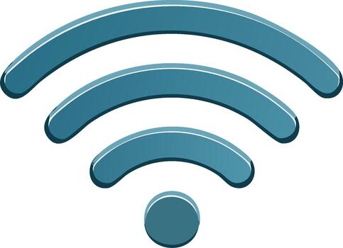 Blue WiFi signal icon depicting network connection, internet access, and wireless communication on a clean white background vector