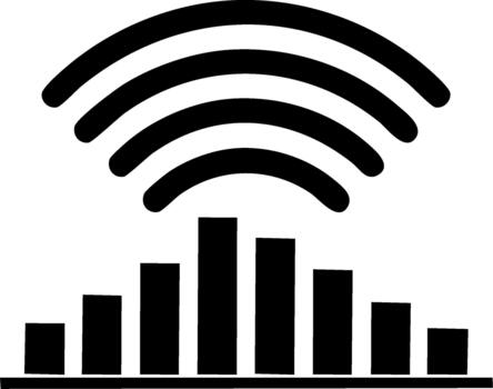 Communication signal bars with wireless waves . Digital connection indicator flat vector