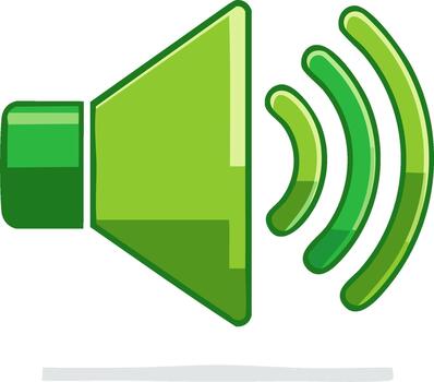 Green Speaker with Sound Waves Icon Audio Notification Signal Symbol Volume Control vector