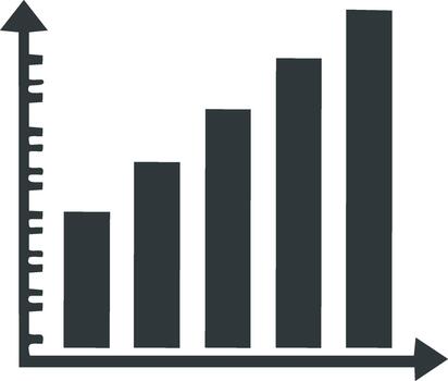 Rising bar chart graph showing positive trend with arrow representing growth and progress in finance and business data analysis vector