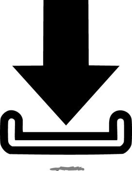 Download Icon Simple Graphic Symbol Illustrating Downloading Data or Files with Directional Arrow and Base Element vector