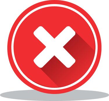 Red Circle with White X Symbol Rejection, Wrong, Error Message, Delete, False vector