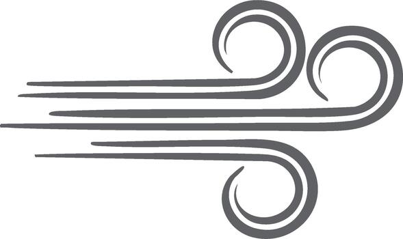 Simple graphic of wind blowing from left to right with curled swirls vector