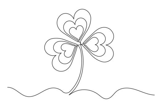 irlandesa trébol continuo contorno dibujo sencillo estilo naturaleza elemento vector