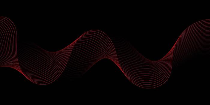 Abstract background with dark black and red flowing wave lines creating dramatic modern visual effect. vector