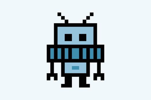 mínimo dibujos animados ai ciber máquina robótico robot ingeniero 8 bits Arte. vector