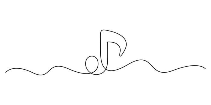 Music notes continuous one line drawing. Continuous line music note. Musical symbol in one linear minimalist style graphic illustration vector