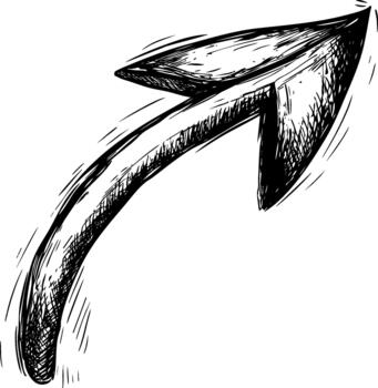Stylized sketch of an upward-pointing arrow design. vector