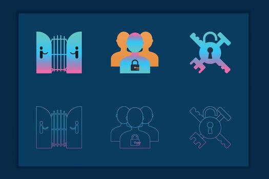 moderno ciber seguridad acceso controlar usuario autenticación íconos vector