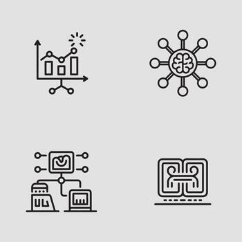 moderno tecnología conceptos datos análisis, artificial inteligencia, y red informática íconos vector