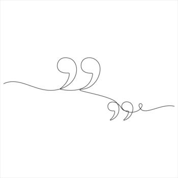 Continuous one line drawing of quotation mark vector