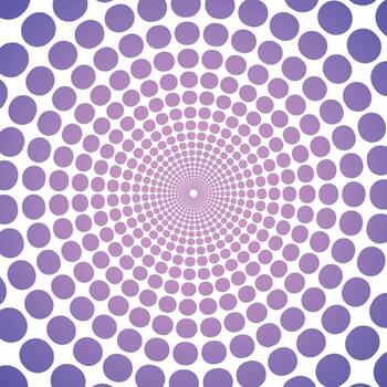 púrpura puntos formando un espiral modelo en un blanco antecedentes creando un fascinante óptico espejismo vector