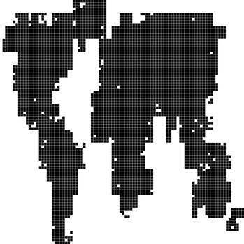 intrincado píxel Arte formando un abstracto, fragmentado negro y blanco digital paisaje, evocando complejo datos estructuras y algorítmico patrones en un minimalista estético vector