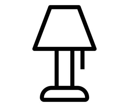 Simple Black and White Icon of a Table Lamp with Shade and Stand vector