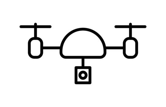 Minimalist Drone Icon with Camera in Simple Line Art Design vector