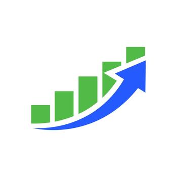 Set Bar chart growth business graph statistic going up data symbol arrow sign trend up vector