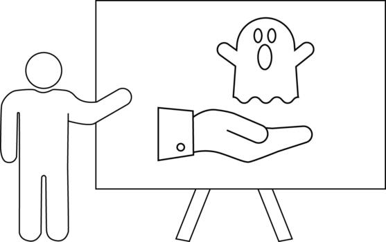 presentación presentando mano con fantasma persona señalando a tablero en estar vector