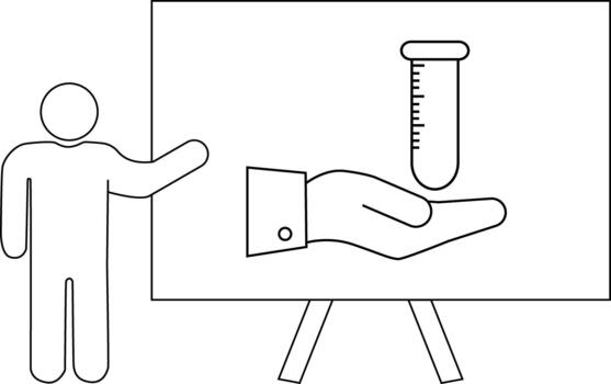 presentación palo figura puntos a pizarron con prueba tubo terminado abierto mano vector