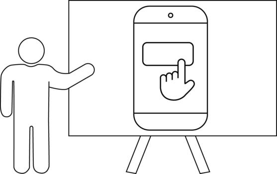 figura presentación pantalla táctil dispositivo conjunto en un estar en un reunión o presentación guión vector