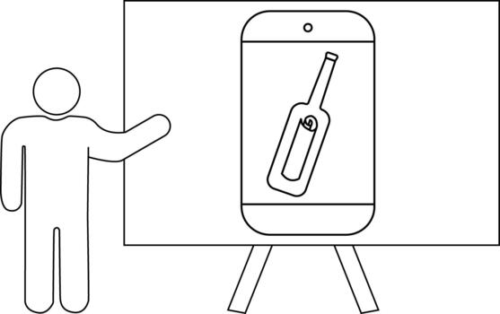 un figura regalos un mensaje en un botella en un como una pizarra blanca superficie descansando en un estar vector