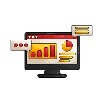 Illustration of Data Analytics on Computer vector