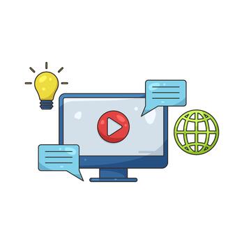 Illustration of Online Learning with Computer and Globe vector