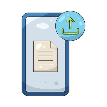 ilustración de teléfono inteligente con subir archivo vector